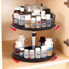 ieddet 2-tier medicine cabinet turntable-bottles keeps pills accessible with a clear, rotating design