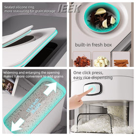 IEEK rice dispenser lid fresh box with desiccant space for moisture control