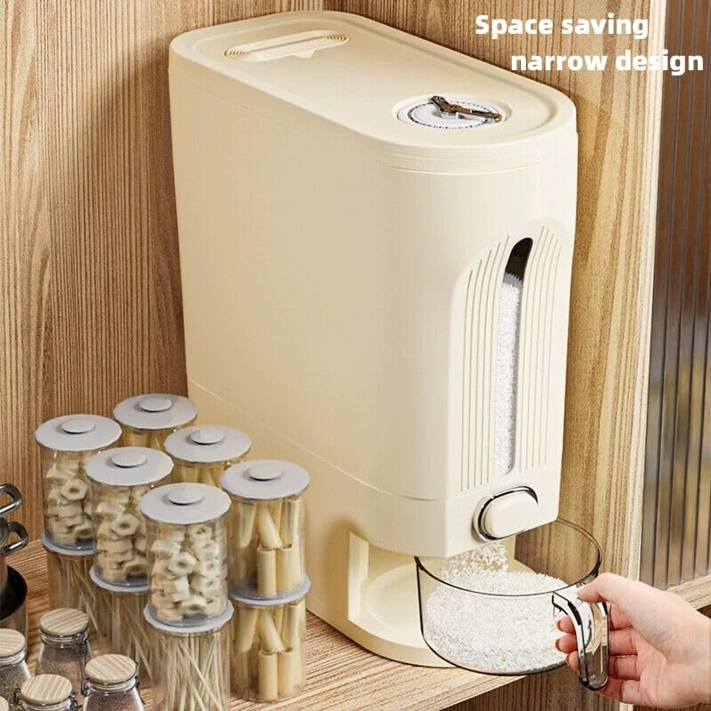 IEEK rice dispenser measuring cup demonstrates precise portioning for cooking