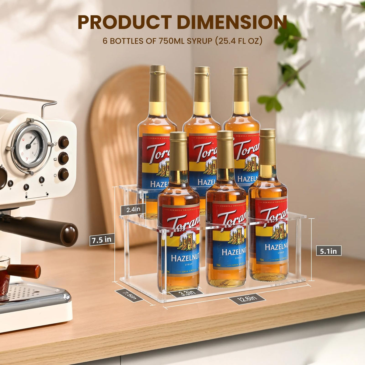 IEEK syrup organizer holds six bottles, saving counter space for your coffee bar.