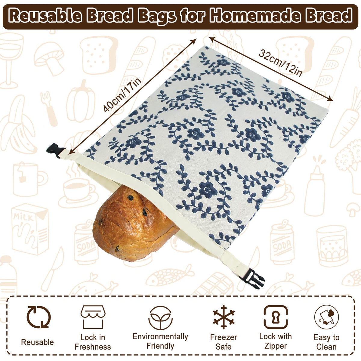 IELECMG beeswax-lined bread bags provide breathable, long-lasting freshness for homemade bread