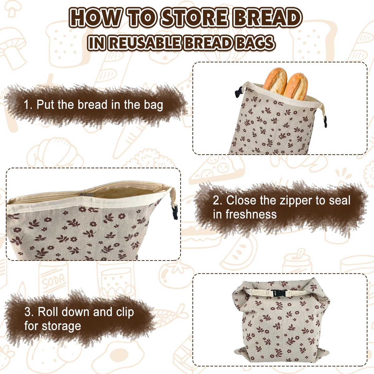 IELECMG kraft paper bags with tin-tie lock simplify sealing of baked goods