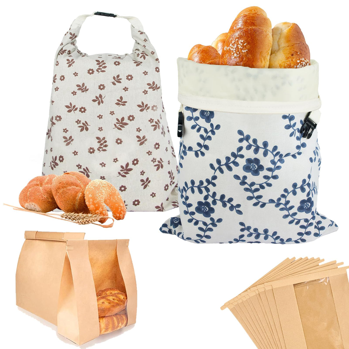 IELECMG reusable bread bags with zipper for airtight storage and fresh bread