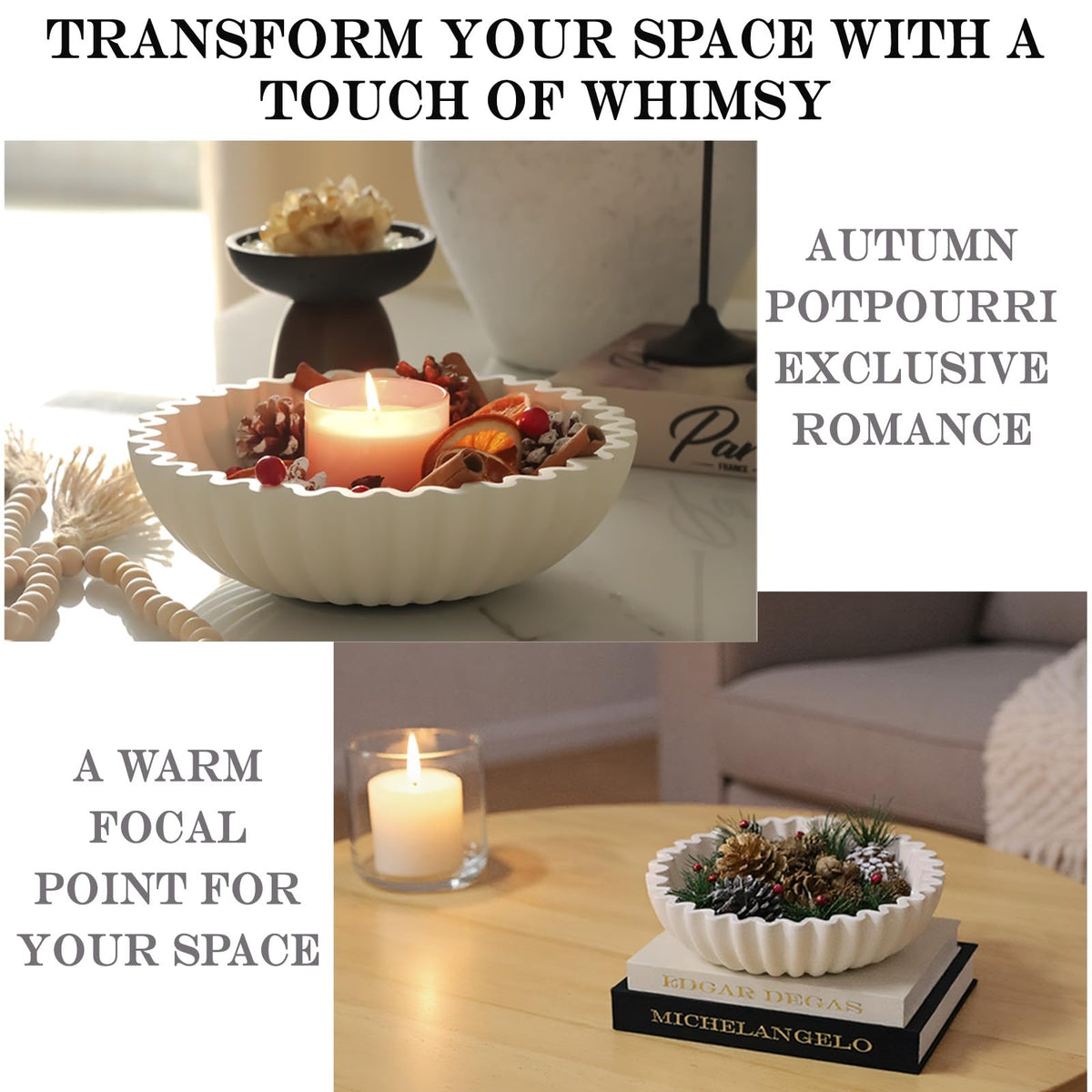 Large 10-inch diameter decorative fruit bowl in white for modern kitchens.