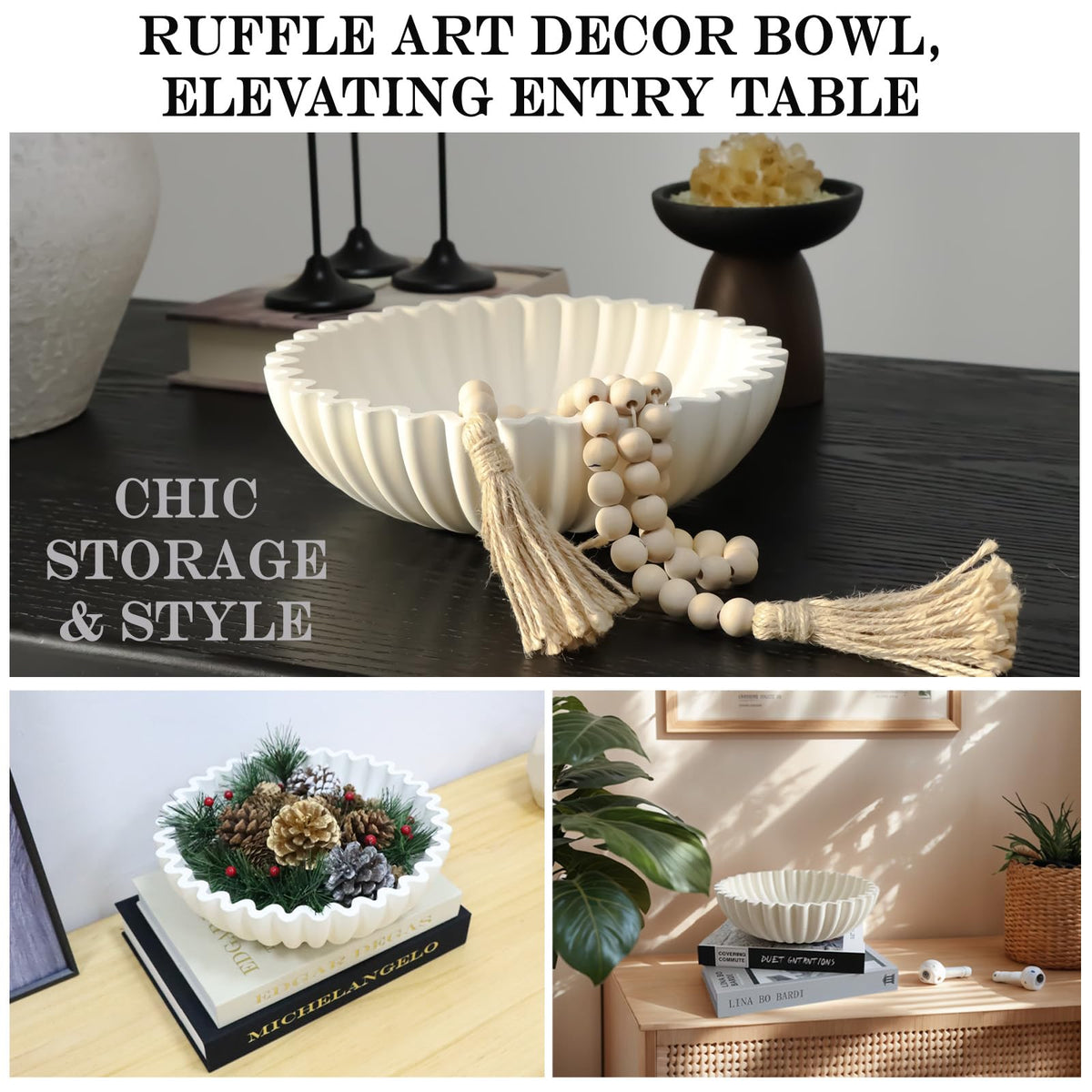 Iemegumi jewelry bowl in white for dresser organization and display.