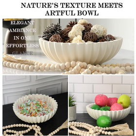 Iemegumi scalloped edge centerpiece in white adds texture to any table.