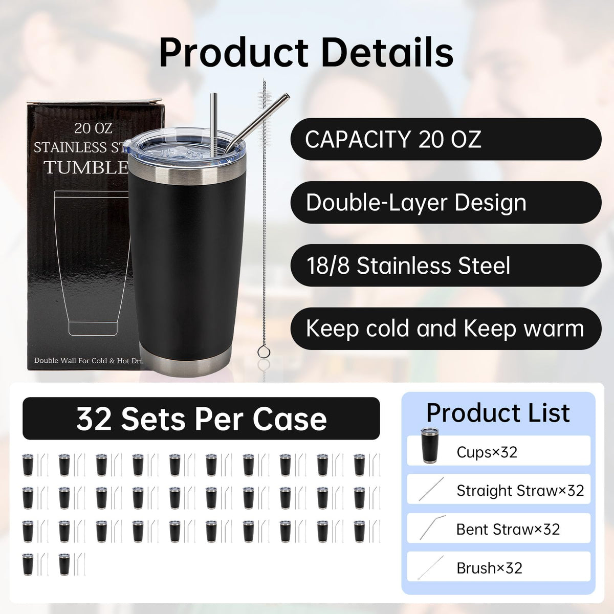 IEOVIEE 20oz stainless steel tumbler built for daily use and durability.