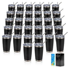 IEOVIEE 32-pack bulk tumblers with lids and straws for shared events.