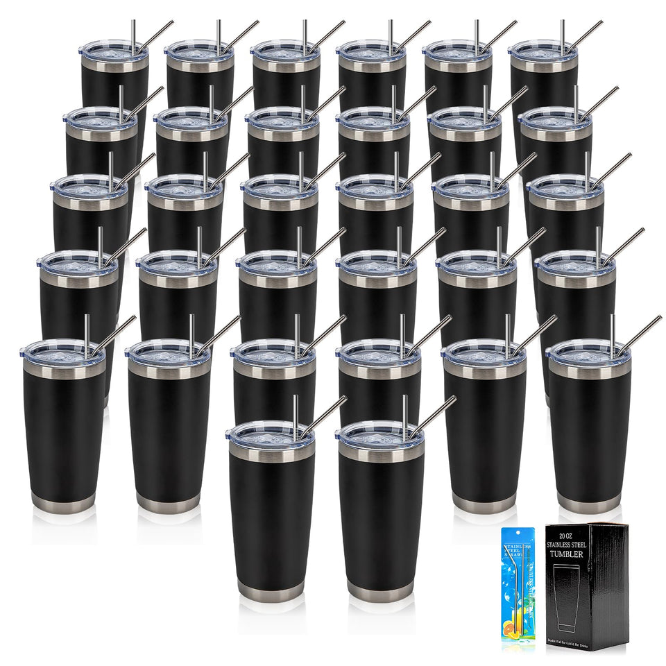 IEOVIEE 32-pack bulk tumblers with lids and straws for shared events.