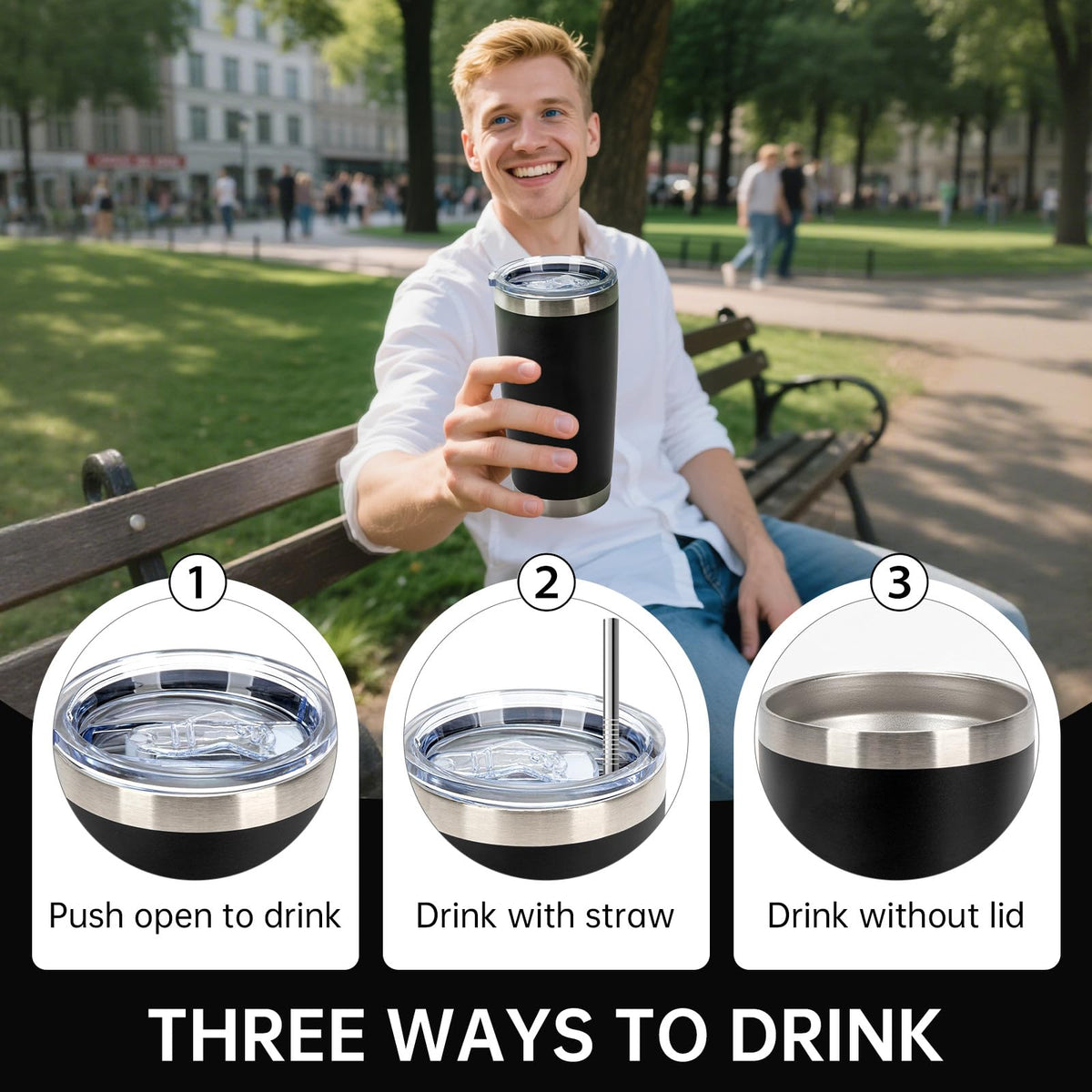 IEOVIEE slider lid provides spill-resistant sipping on the go.