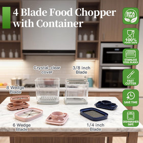 iETH 4-in-1 dicer blades creating uniform cubes and sticks.