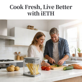 iETH 4-in-1 interchangeable blades enabling multiple cuts for fries, cubes, and wedges.