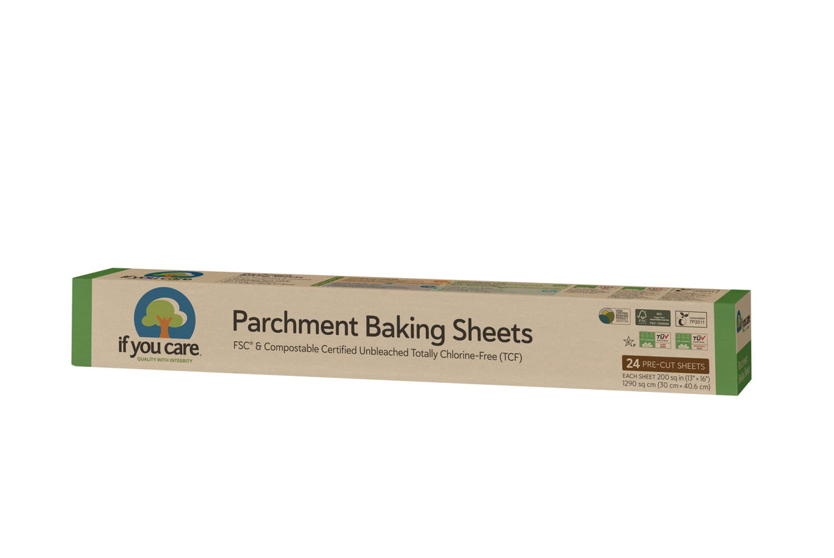 If You Care parchment sheets for precuts on 12.5x16 pans, non-stick and easy cleanup.