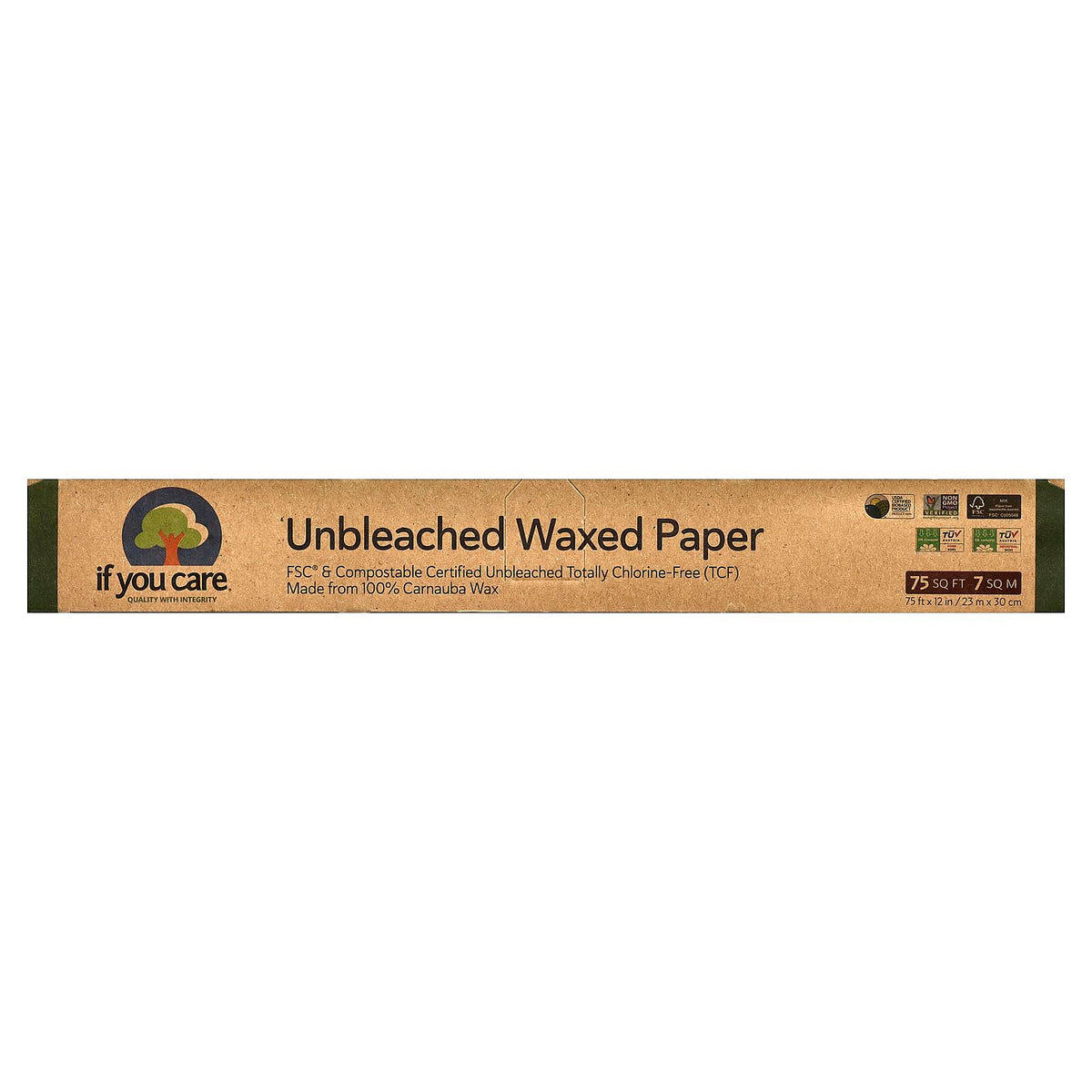 If You Care unbleached waxed paper roll with grease-resistant surface for food prep.