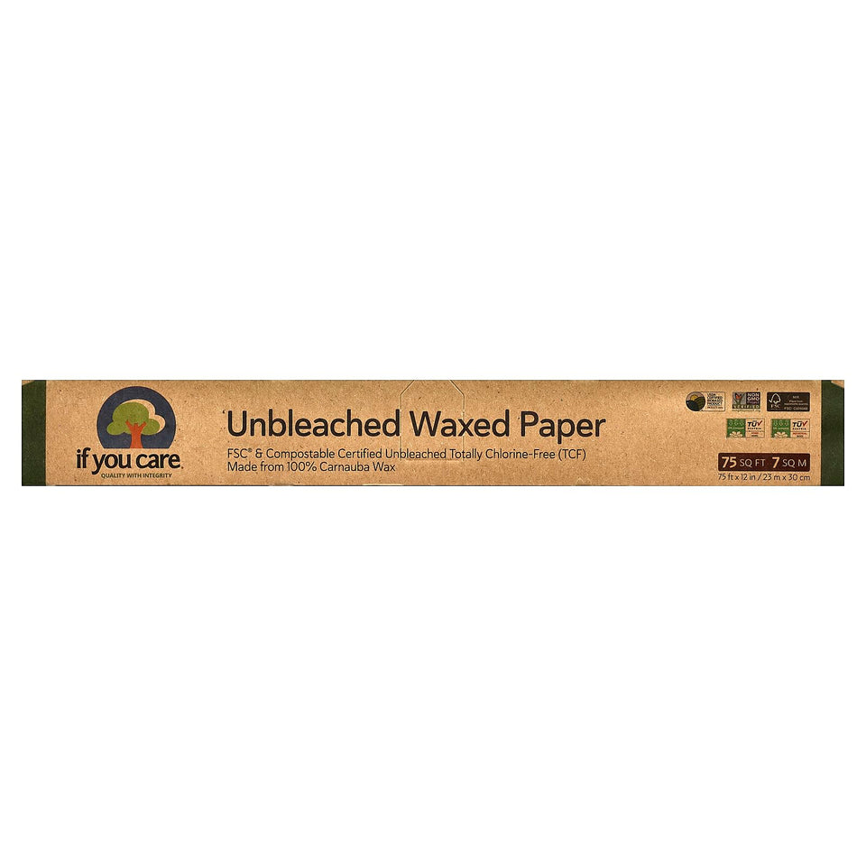 If You Care unbleached waxed paper roll with grease-resistant surface for food prep.