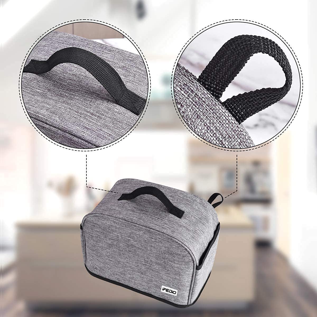 iFedio toaster cover with knife pockets keeps utensils organized