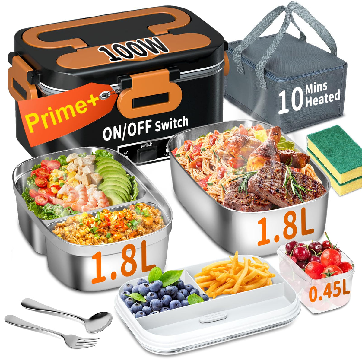 IFENROL heated lunch box open lid showing steaming meal