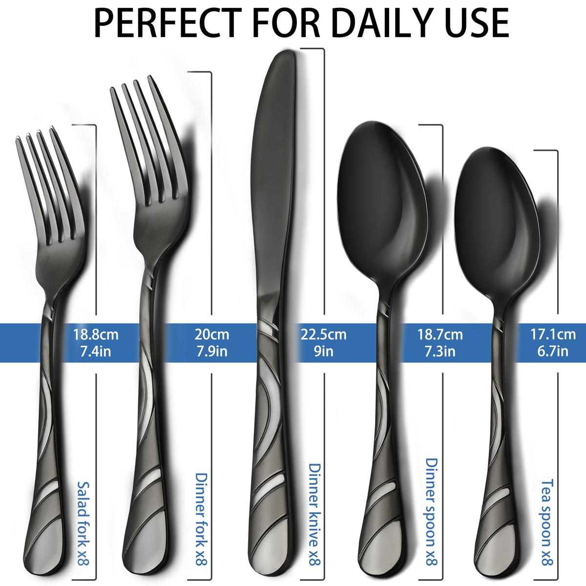 IFERRENS 40-piece flatware set with frosted and mirror finishes for events