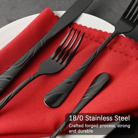 IFERRENS black silverware dessert forks with frosted elements for stylish serving