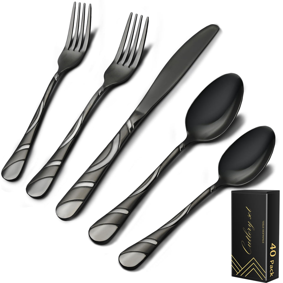 IFERRENS black silverware dinner forks with frosted finish for elegant dining