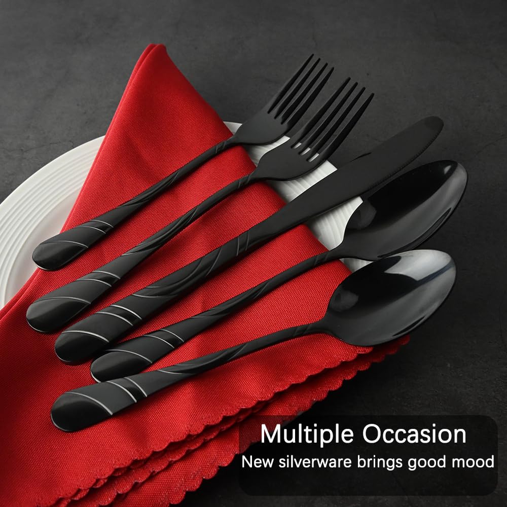 IFERRENS black silverware tea spoons with mirror finish for everyday use