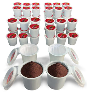 iFillCup 48-pod red pack demonstrates compact, cost-saving coffee storage.