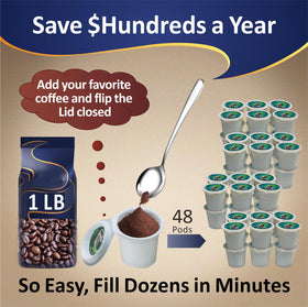 iFillCup pod lid closed showing quick, mess-free brewing.