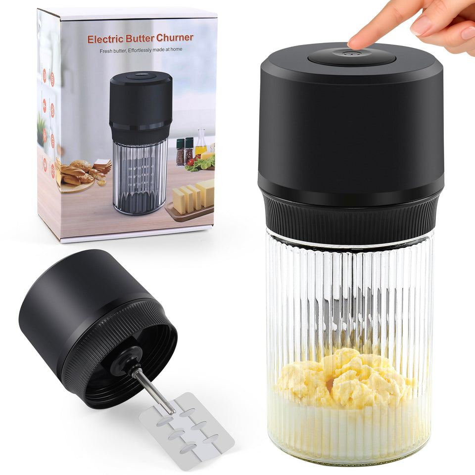 IFOLO Electric Butter Churn in action showing one-touch operation for quick butter
