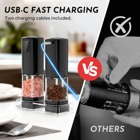 IFONPY pepper grinder shown with USB-C charging for convenient recharging