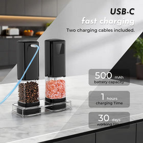 IFONPY salt grinder shown with USB-C charging for convenient recharging
