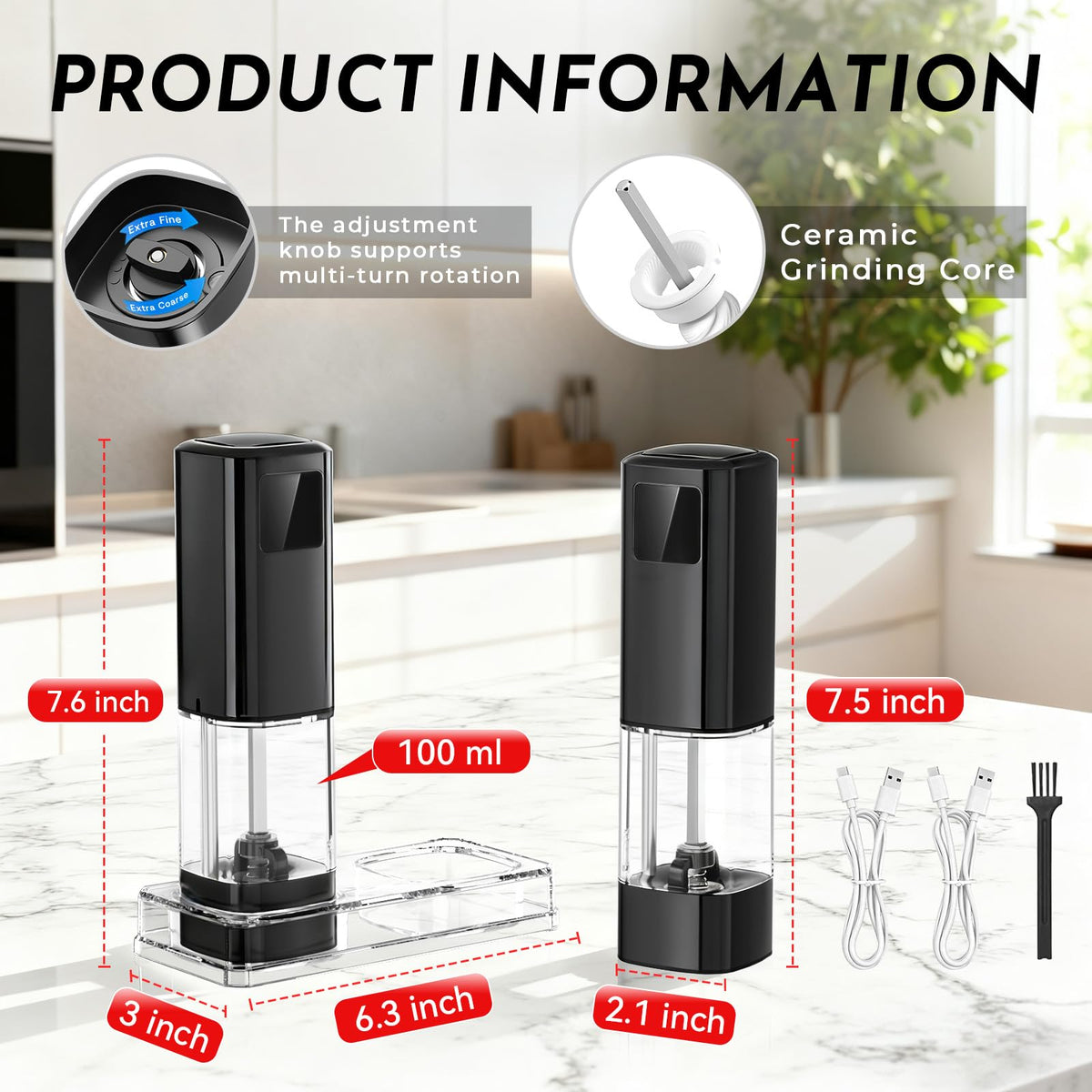IFONPY grinders with 100ml capacity reduce refills during meals