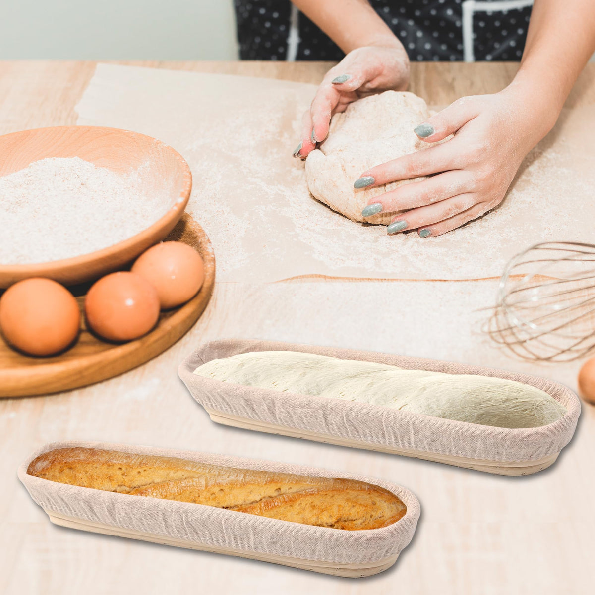 Machine washable liner makes cleanup quick after baking sessions.