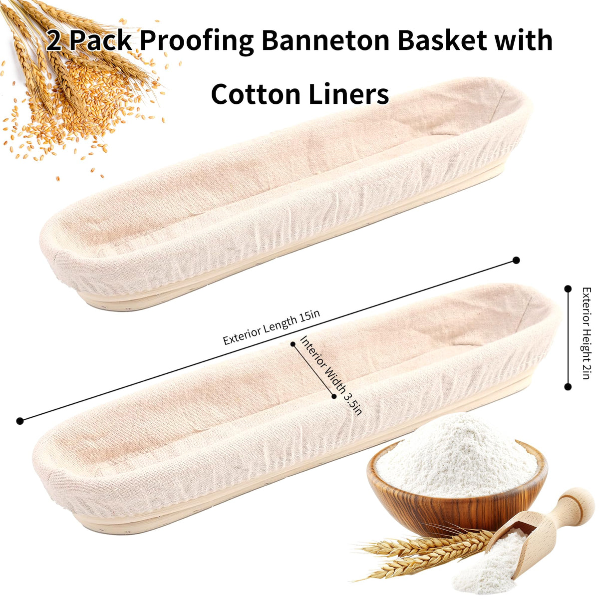Natural rattan weave detail adds rustic artisan texture to your loaf.