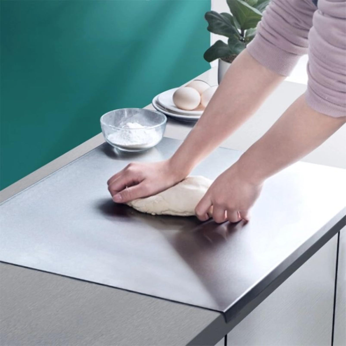 Ifowip stainless steel cutting board, easy to clean with wipe and rinse.