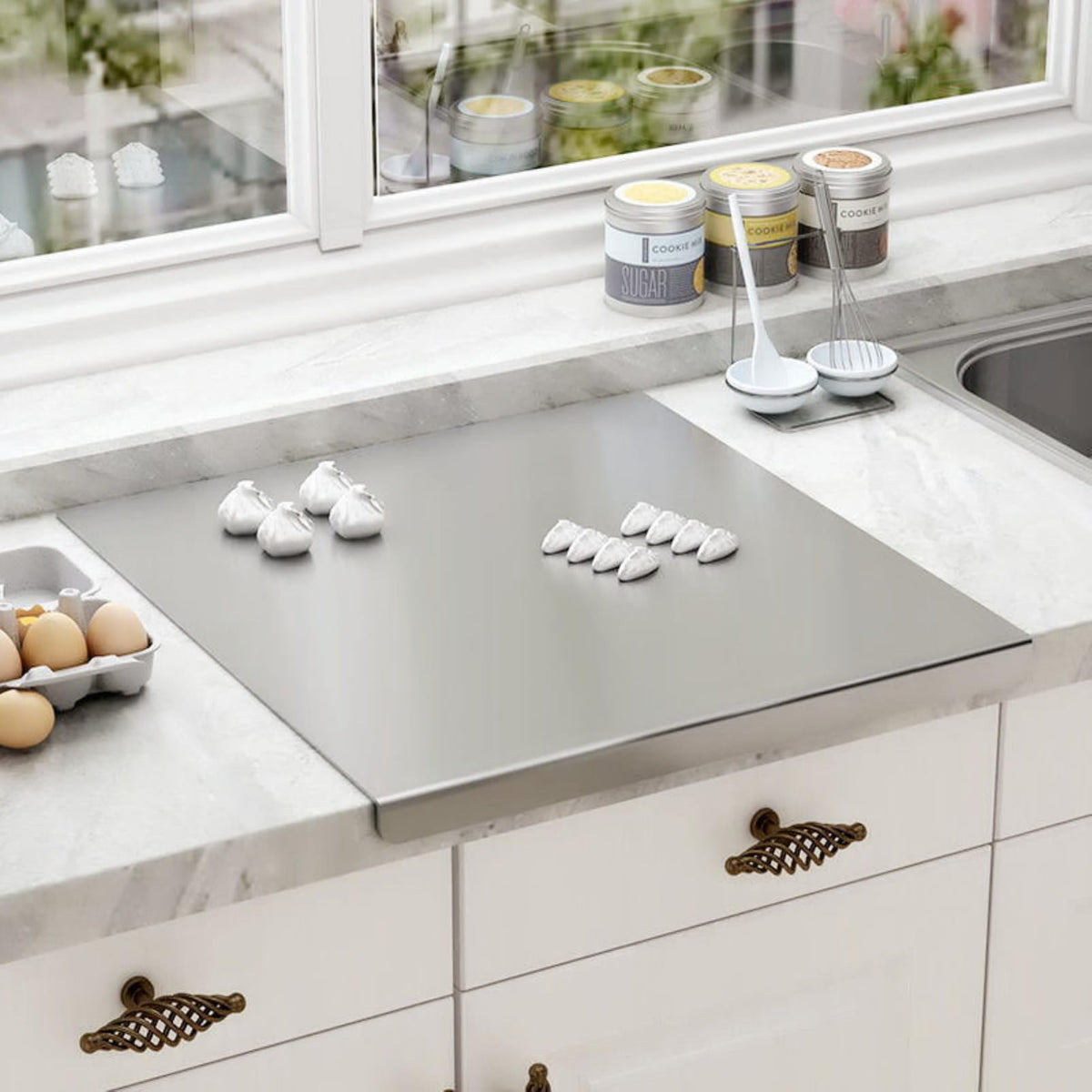 Ifowip cutting board, slim profile for clutter-free countertops.