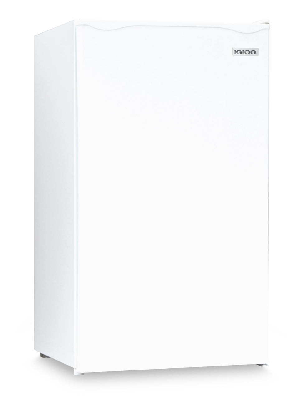 Igloo 3.2 cu ft mini fridge with freezer, front view, space-saving dorm solution.