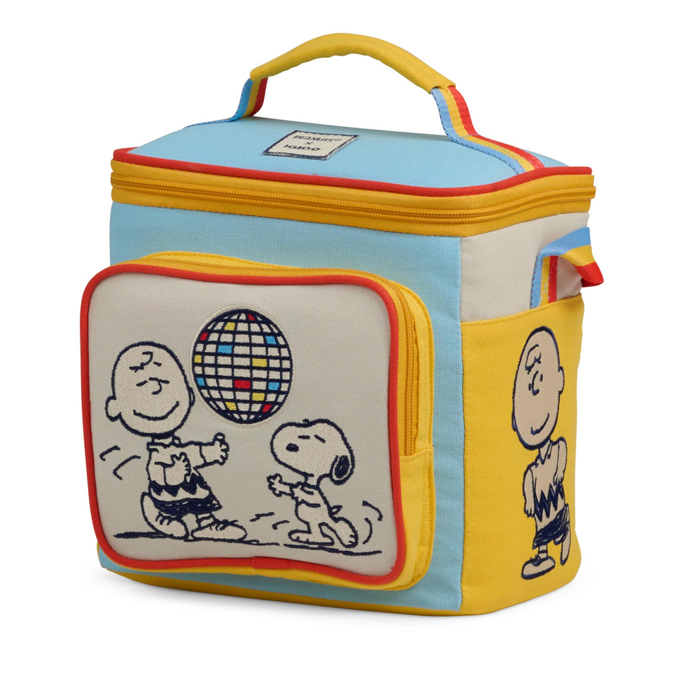 Igloo Snoopy Disco Party cooler bag front pocket artwork showcases playful design and easy access.