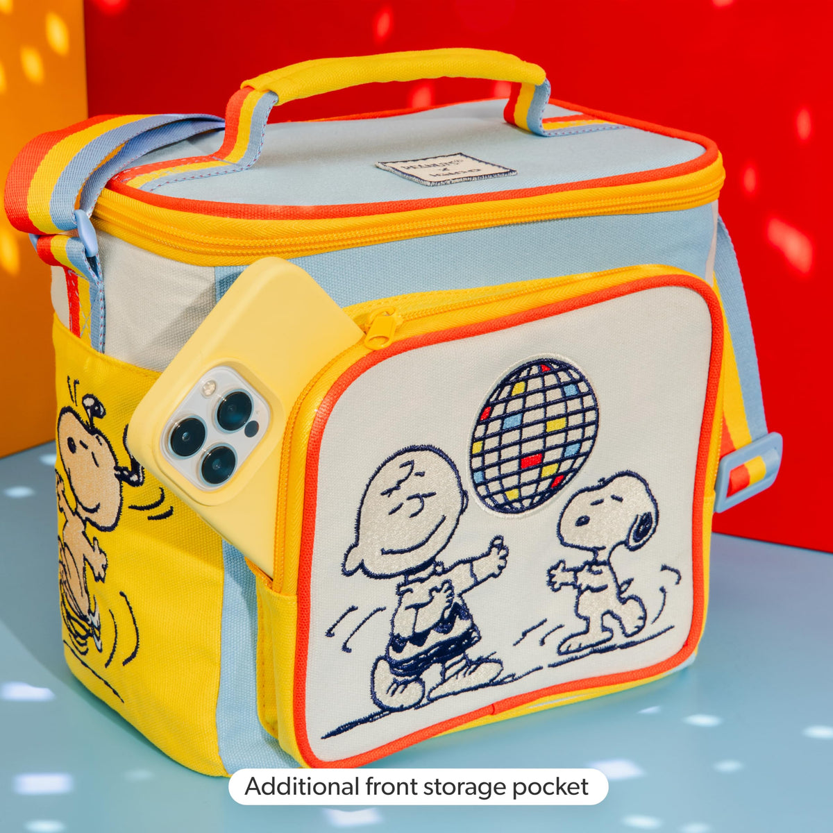 Igloo Snoopy disco panel on right side highlights character art for musical lunch outings.