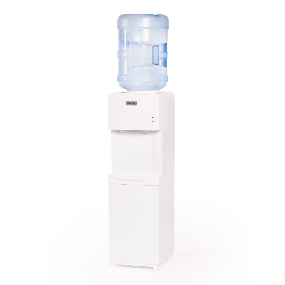 Igloo top-loading water cooler front view with accessible jug loading for quick hydration