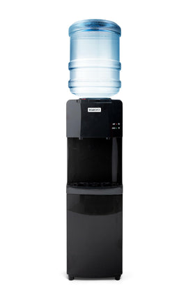 Igloo top loading water cooler front view with dual spouts for hot and cold water ideal for offices