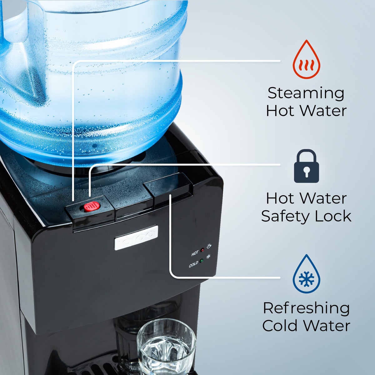 Igloo water dispenser removable drip tray shows easy cleanup and mess free spills management