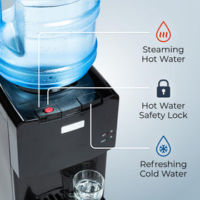 Igloo water dispenser removable drip tray shows easy cleanup and mess free spills management