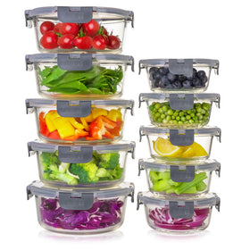 Igluu Meal Prep round glass container with airtight lid close-up showing freshness