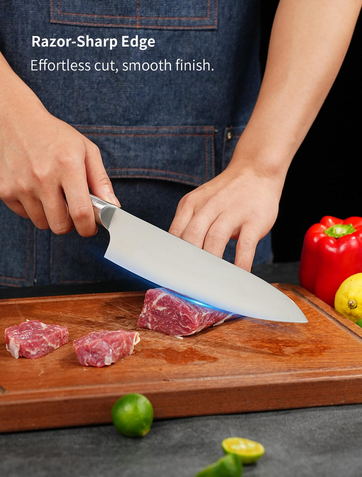 IGNITED CUTLERY razor-sharp edge ready for precise slicing and prep tasks.