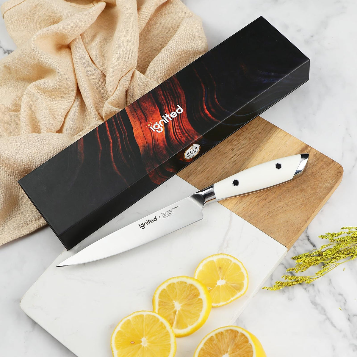 IGNITED CUTLERY easy care rinse and dry after use.