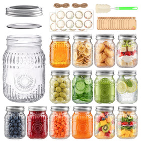 igoelove 16oz mason jar with embossed sunflower for decorative pantry storage.