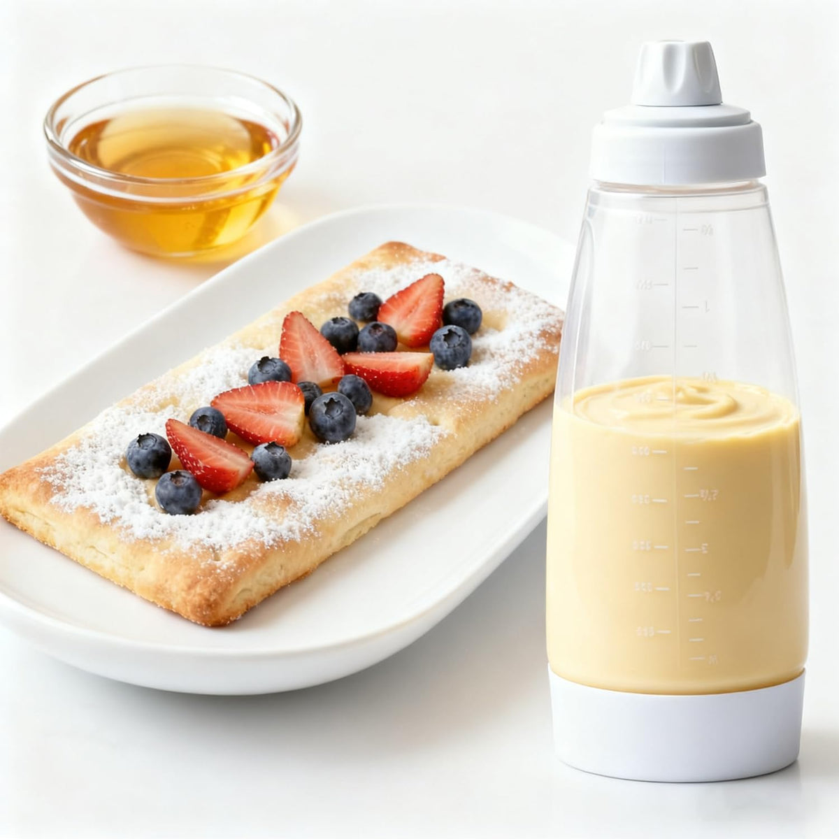 Ergonomic IGRARK squeeze bottle for precise batter flow.