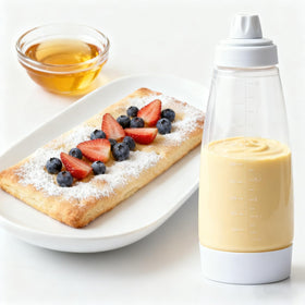 Ergonomic IGRARK squeeze bottle for precise batter flow.