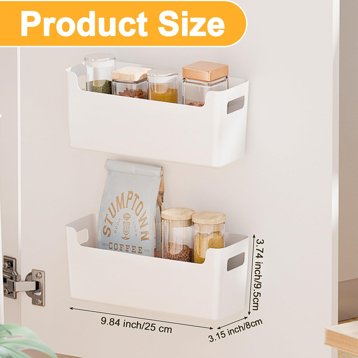 IGUOCY door organizer outside the cabinet door for quick access.