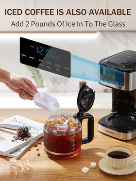 Ihomekee keep-warm carafe plate preserves coffee warmth.